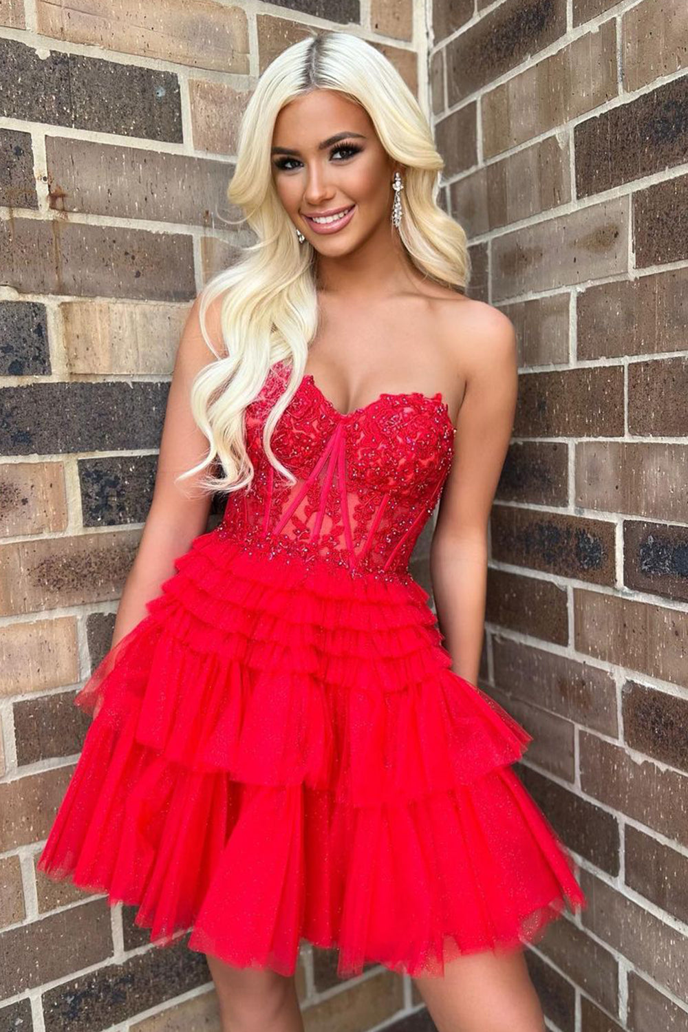 A Line Sweetheart Homecoming Dress with Ruffles