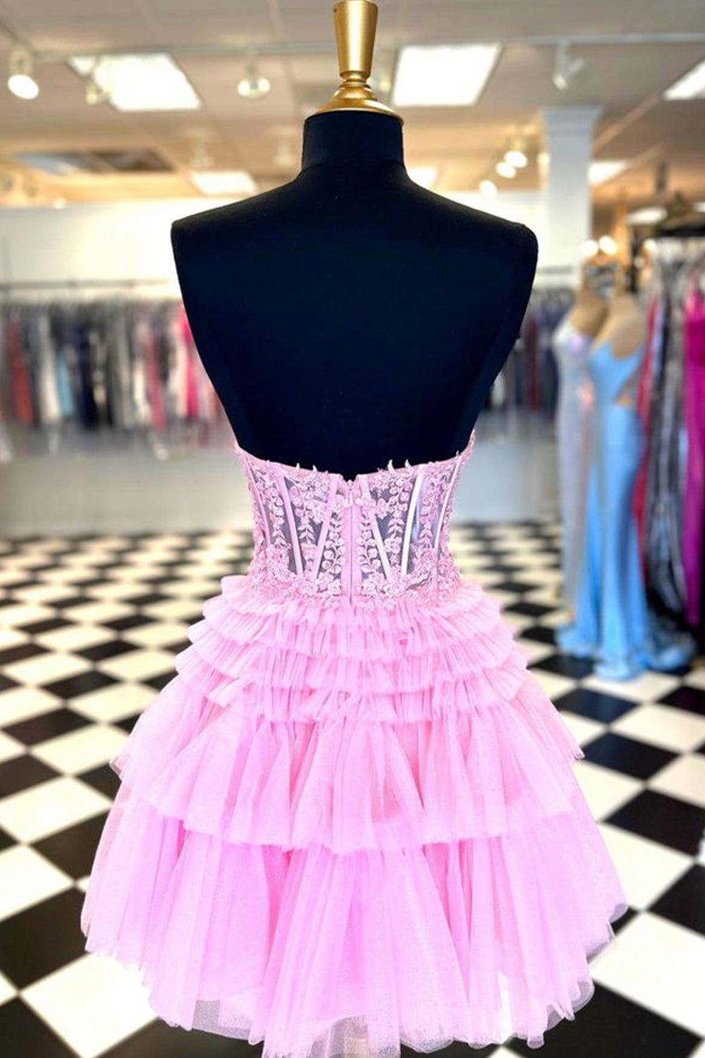 A Line Sweetheart Homecoming Dress with Ruffles