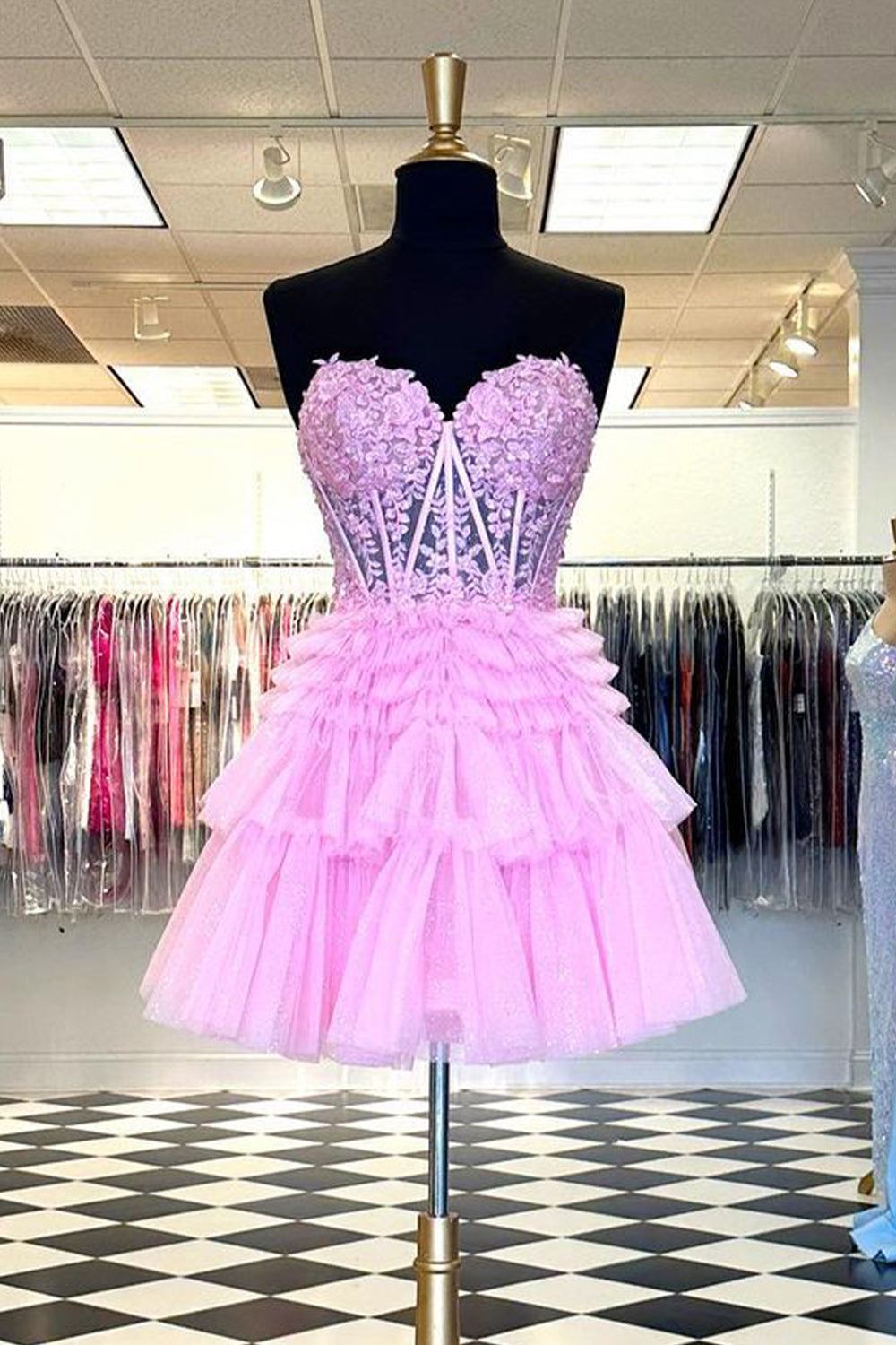 A Line Sweetheart Homecoming Dress with Ruffles