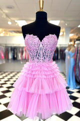 A Line Sweetheart Homecoming Dress with Ruffles