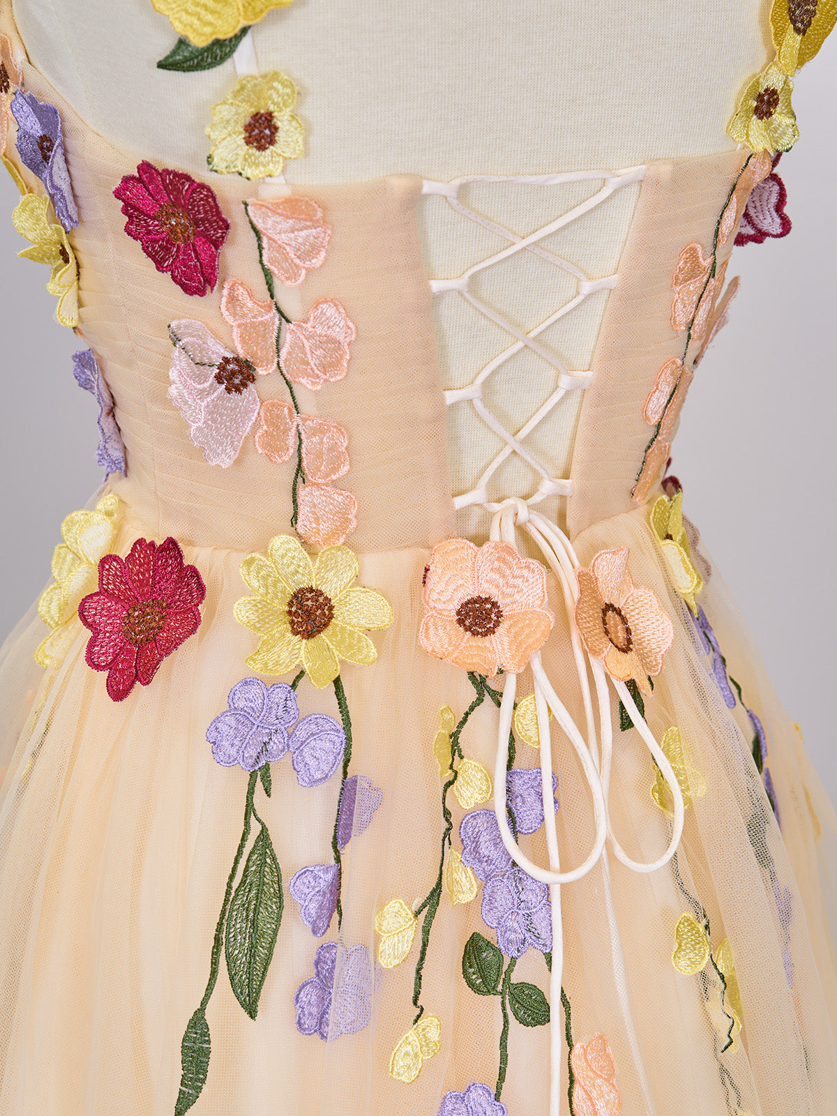 A line Tulle Homecoming Dress with 3D Flowers