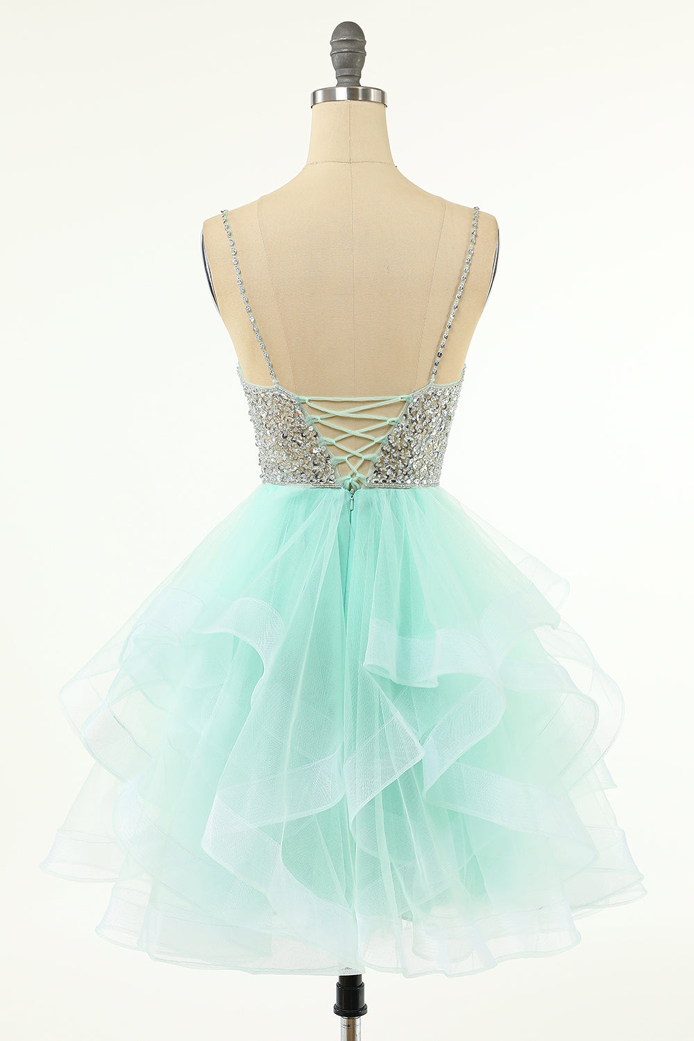 A Line V Neck Tulle Homecoming Dress