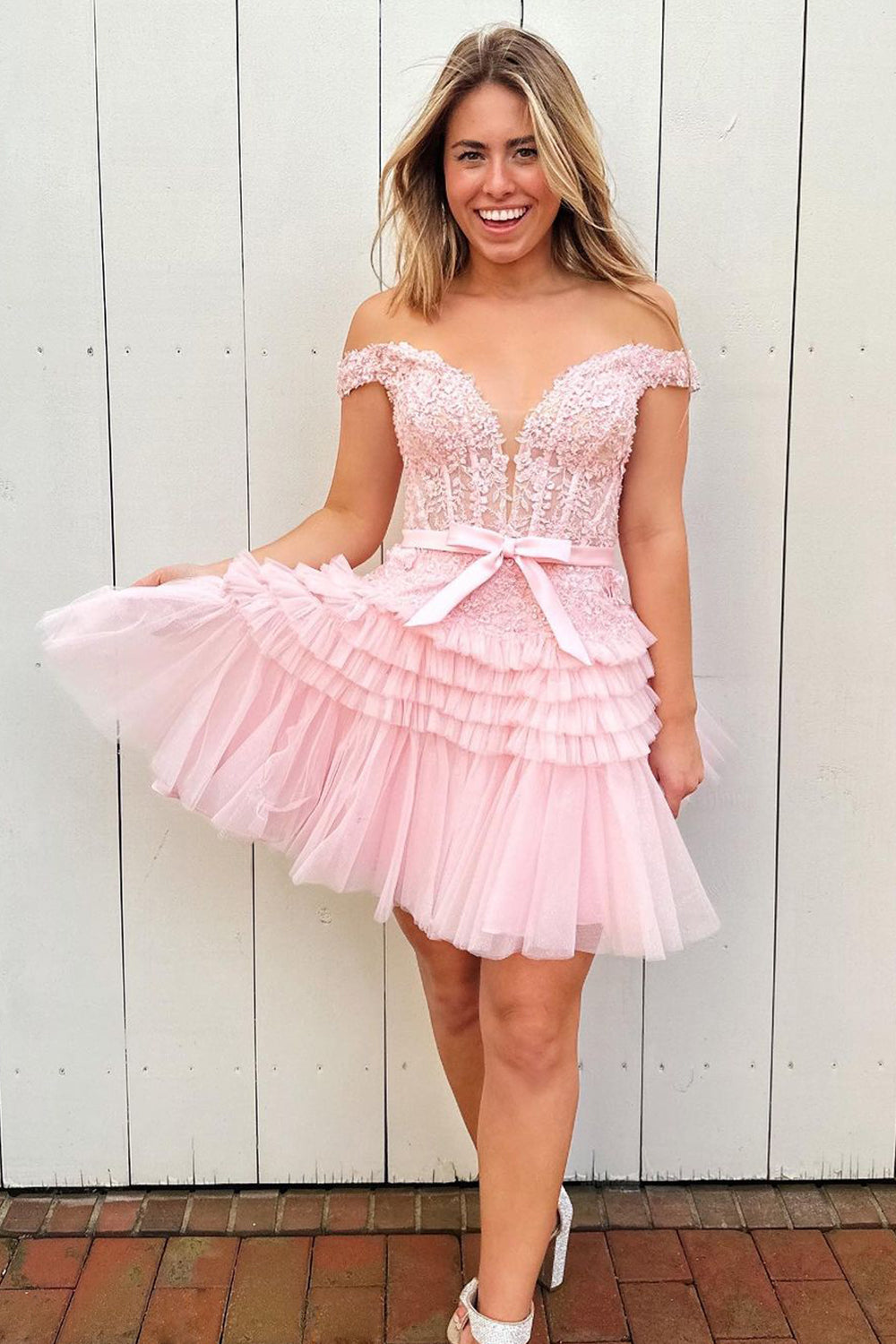 A Line Tulle  Ruched Short Homecoming Dress