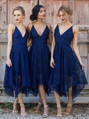 Pearl Pink Lace A-Line V-Neck Bridesmaid/Prom/Homecoming Dress