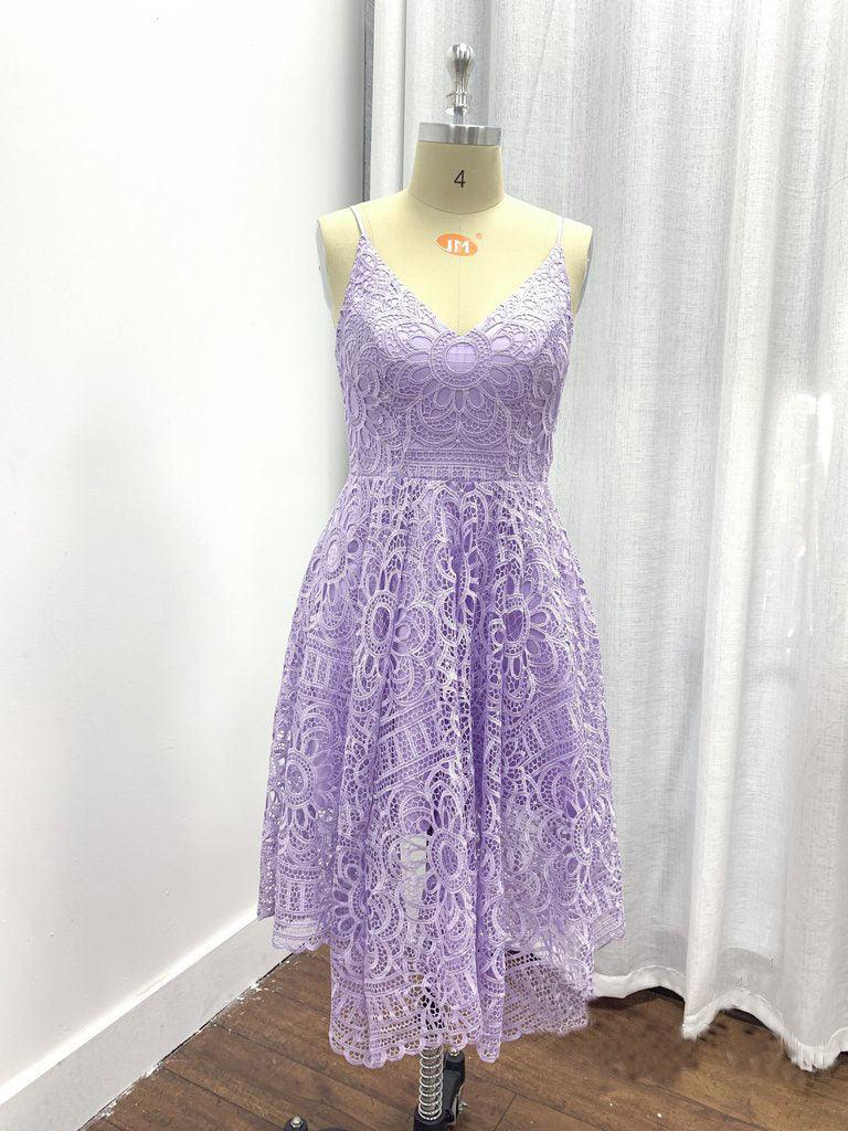 Pearl Pink Lace A-Line V-Neck Bridesmaid/Prom/Homecoming Dress