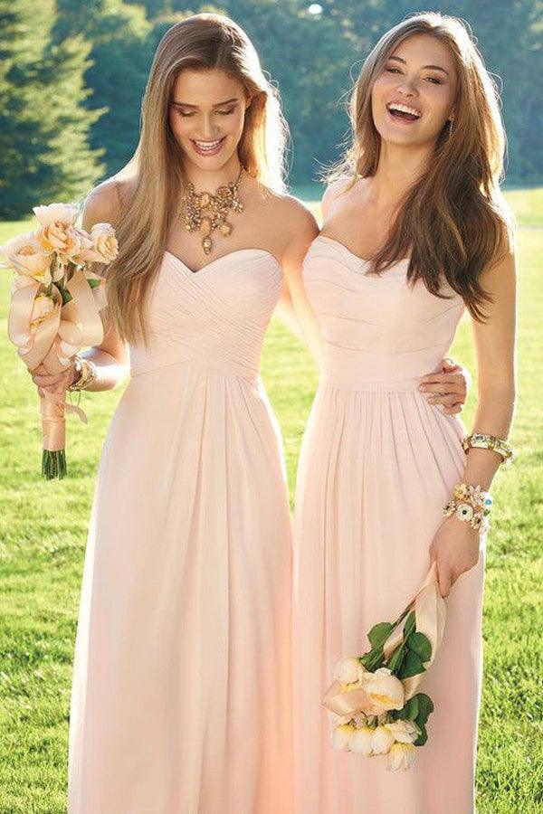 Blush Pink Vintage Bridesmaid Gowns, Chiffon Bridesmaid Dresses