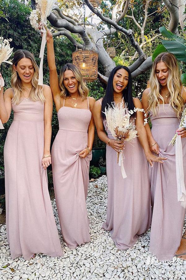 A-line Chiffon Bridesmaid Dresses, Spaghetti Straps Neckline