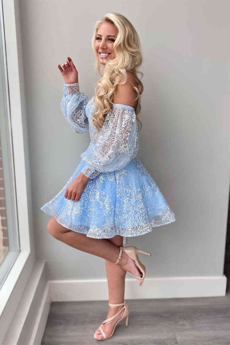 A Line Sweetheart Corset Homecoming Dress with Sleeves