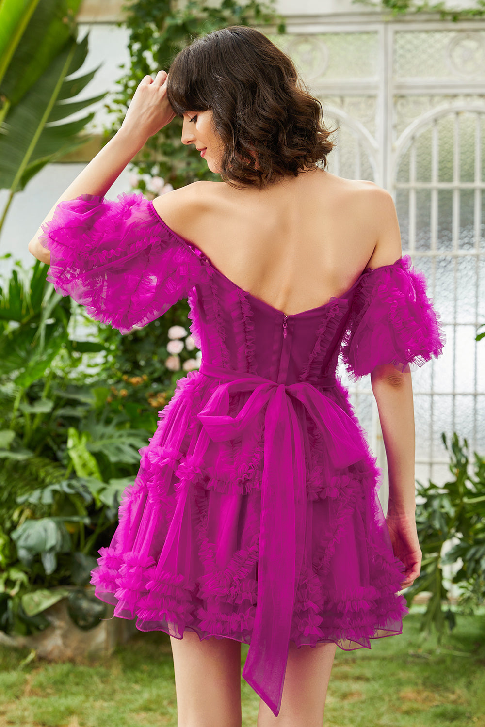 A Line Off the Shoulder Tulle Homecoming Dress