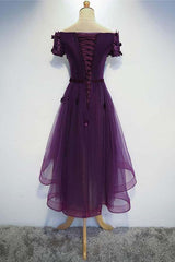 Purple Cute A-line High Low Prom Dress Homecoming Dress