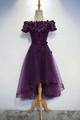 Purple Cute A-line High Low Prom Dress Homecoming Dress