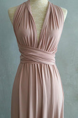 Blush Spandex A-line Floor-Length Bridesmaid Dress, Criss-Cross Straps