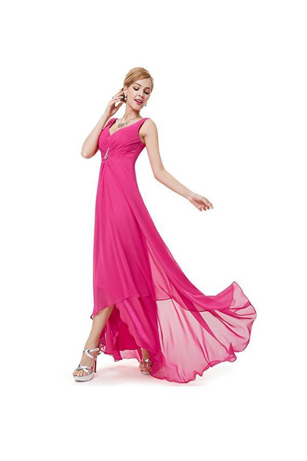 High Quality Chiffon A-line V-back Prom Dresses Evening Dresses