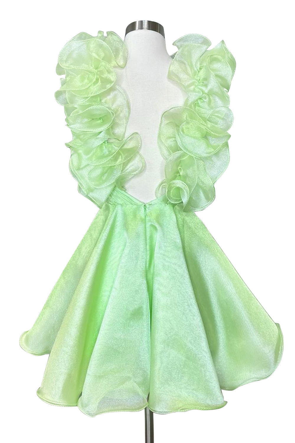 A Line Organza V Neck Homecoming Dress