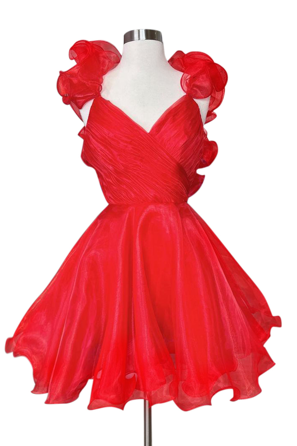 A Line Organza V Neck Homecoming Dress