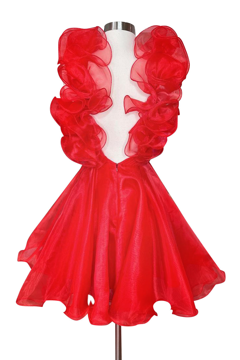 A Line Organza V Neck Homecoming Dress