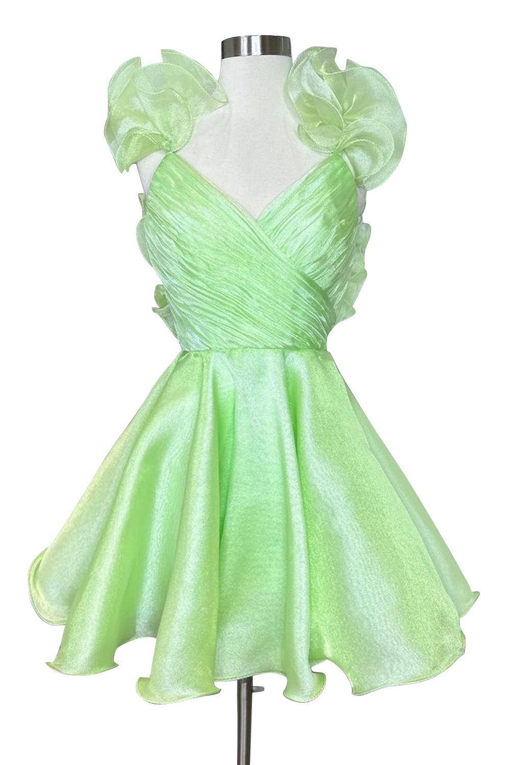 A Line Organza V Neck Homecoming Dress