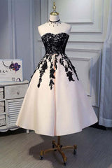 A-Line Satin Sweetheart Lace Short Prom Dress Homecoming Dress