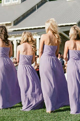 Lavender A-line Sweetheart Backless Chiffon Bridesmaid Dress with Ruched