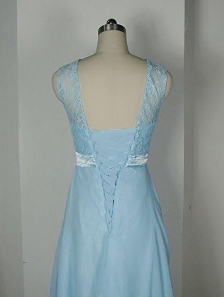 Baby Blue Lace Tank Bridesmaid Dresses for Wedding Party