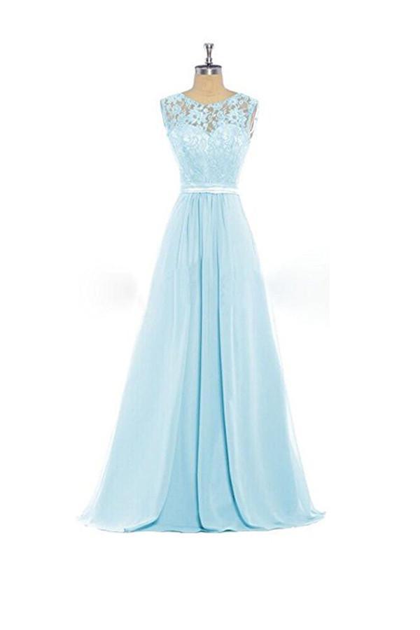 Baby Blue Lace Tank Bridesmaid Dresses for Wedding Party