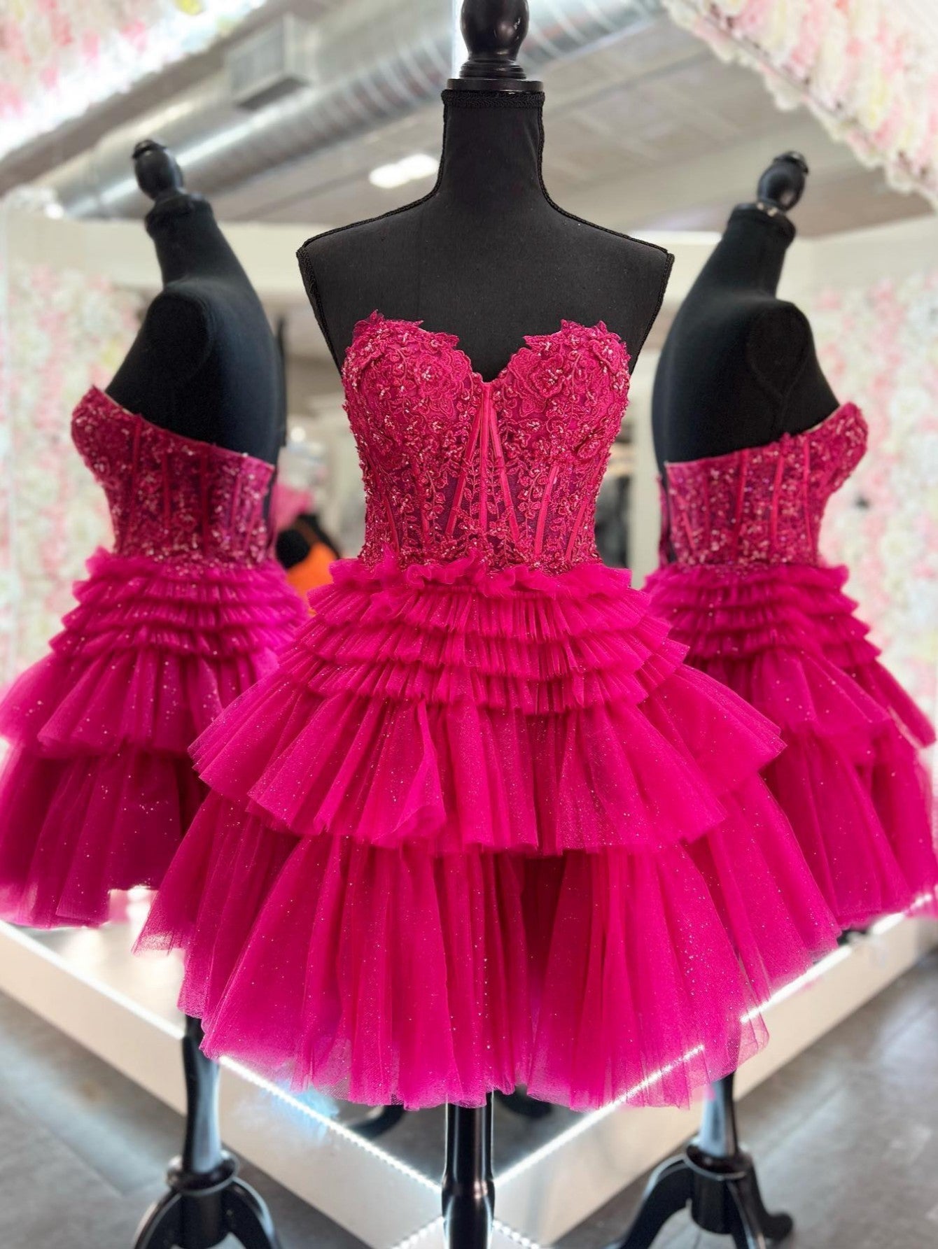 A Line Sweetheart Homecoming Dress with Ruffles