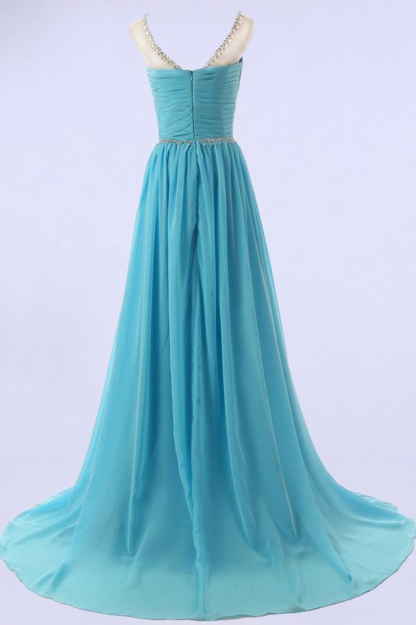 Elegant A-line Bridesmaid/Prom Dresses with Scoop Neckline and Beading