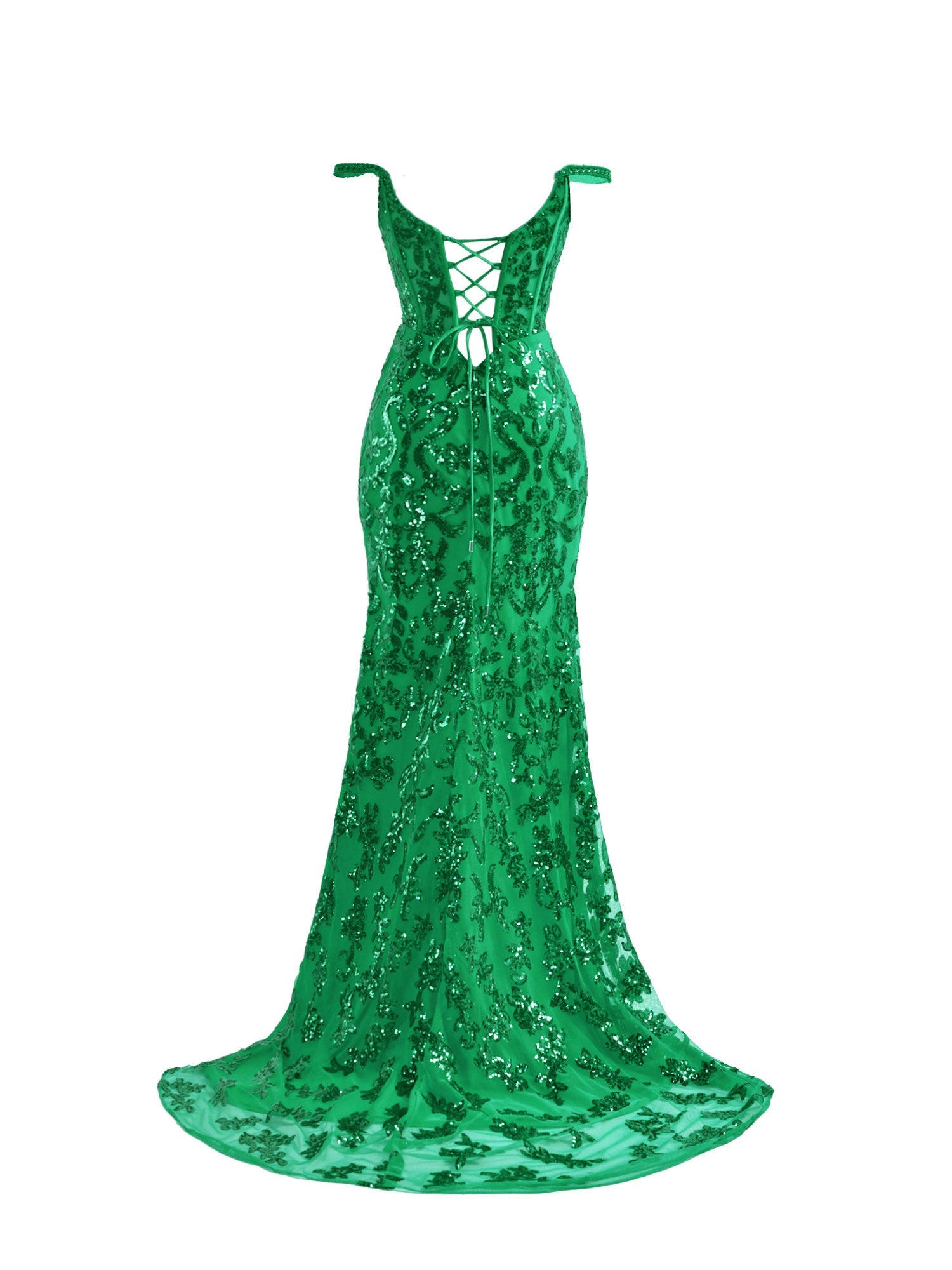 Green Bodycon Sequins Long Prom Dress with Slit