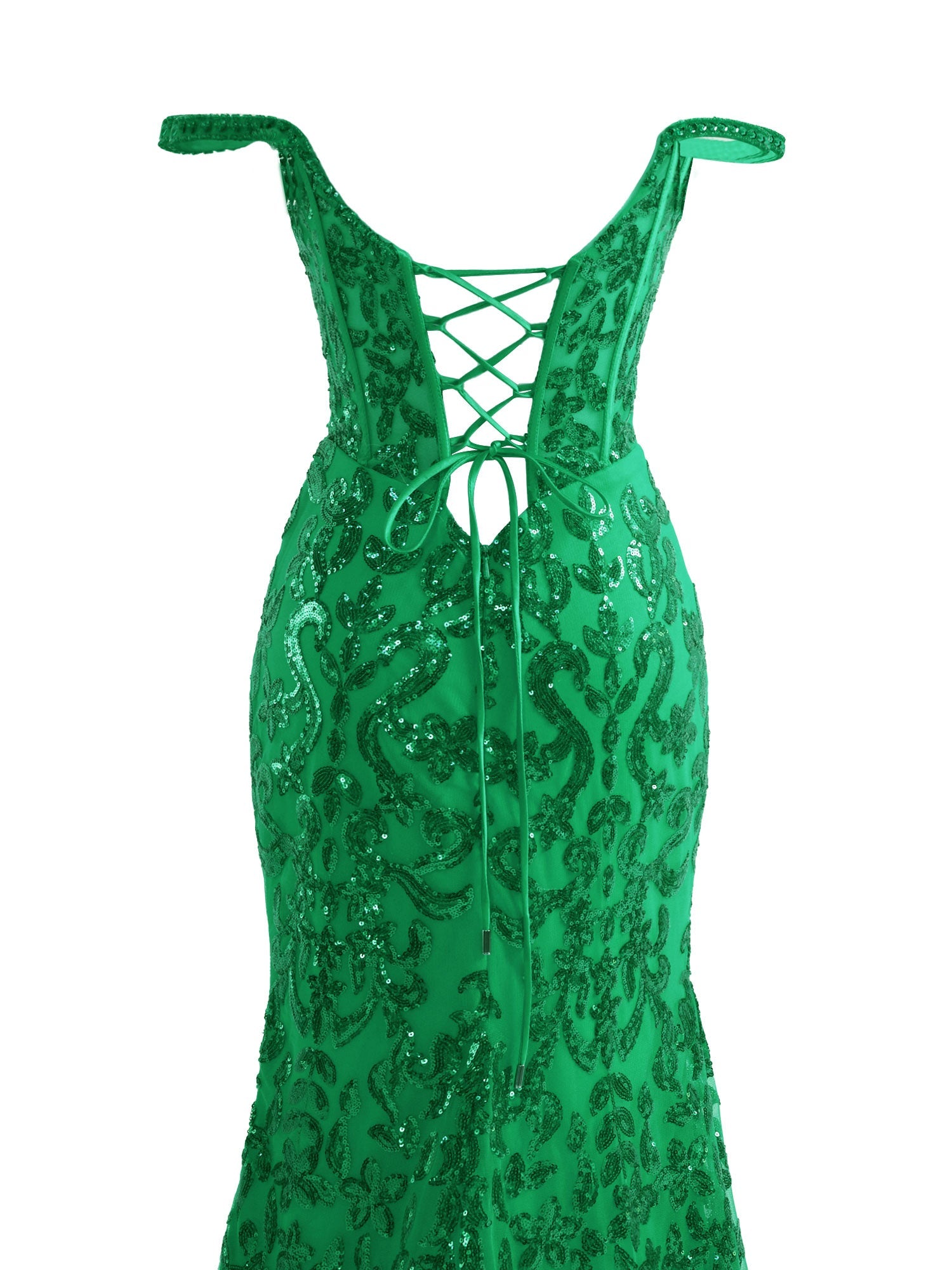 Green Bodycon Sequins Long Prom Dress with Slit