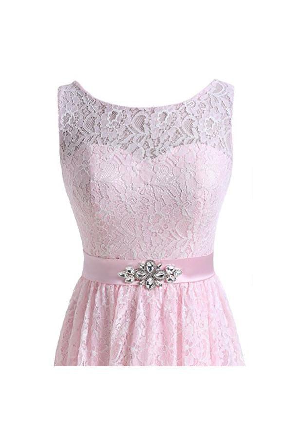 Flesh Pink Lace Short Prom Dresses Homecoming Dresses