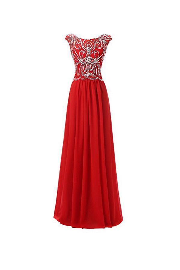 Cap Sleeves Chiffon A-line Bridesmaid Dress, Floor Length, Prom Evening Gown