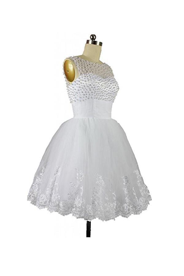 High-Quality Charming Homecoming Dress White Short Prom Dress