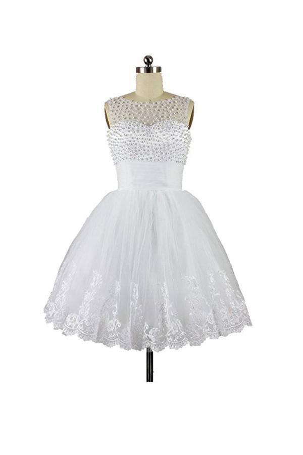 High-Quality Charming Homecoming Dress White Short Prom Dress