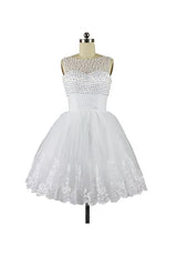 High-Quality Charming Homecoming Dress White Short Prom Dress