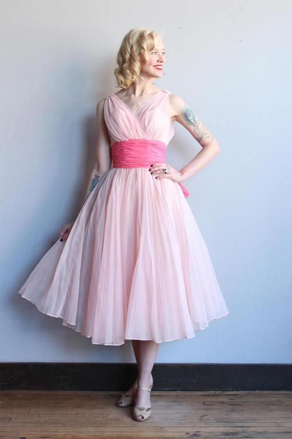 Homecoming Dress Chiffon Vintage Blue Pink Short Prom Dress Party Dress