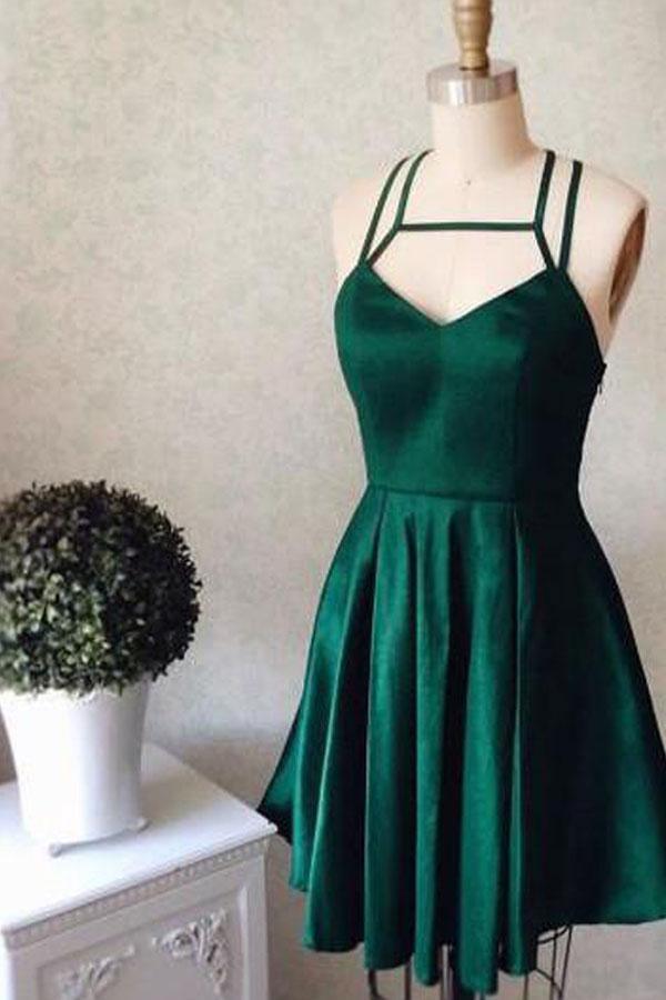 Sexy Halter Dark Green Short Prom Dress Party Dress