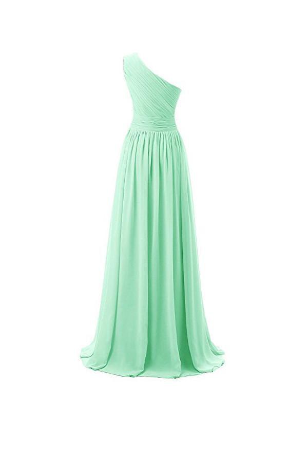 One Shoulder Chiffon Bridesmaid Dresses Prom Evening Dress