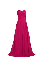 Pink Chiffon Strapless Long Bridesmaid Dresses Wedding Prom Gown