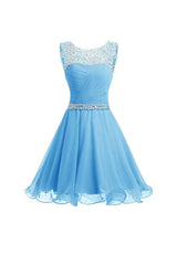 Ruched Chiffon Short Homecoming Dress Prom Dress with Beads