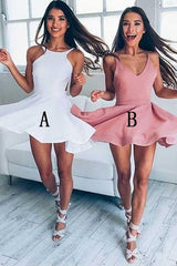 Simple Short White Backless Homecoming Dress Party Dress Prom Dress