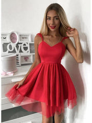 Spaghetti Straps Red Short Prom Dress Mini Homecoming Dress