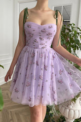 Spaghetti Straps Pleats Vintage Homecoming Dress with Pockets