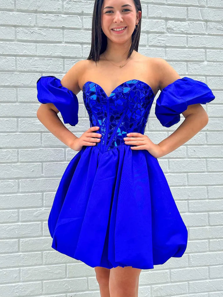 A Line Off the Shoulder Short Homecoming Dress