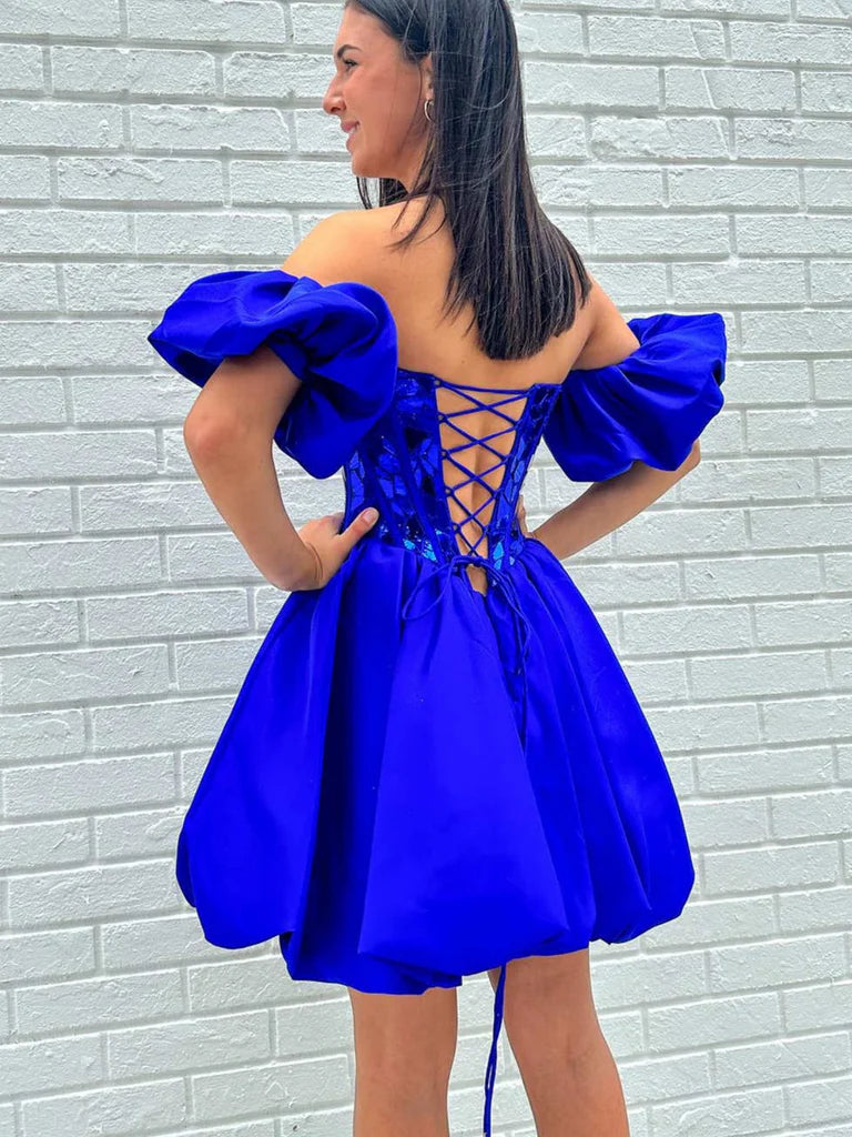 A Line Off the Shoulder Short Homecoming Dress