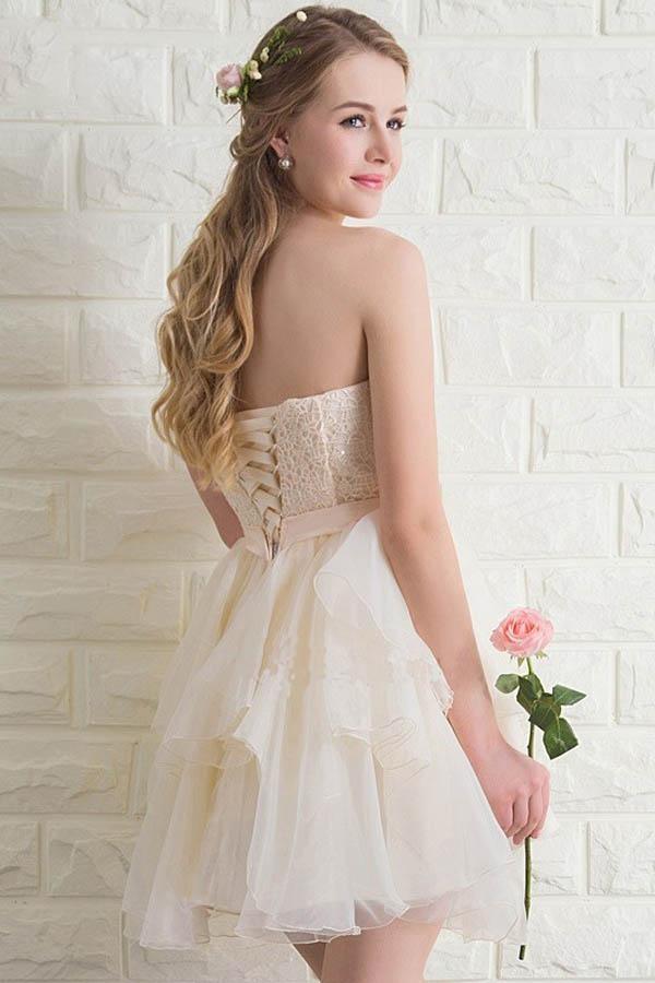 Sweetheart Tulle Lace Homecoming Dress Short Prom Dress