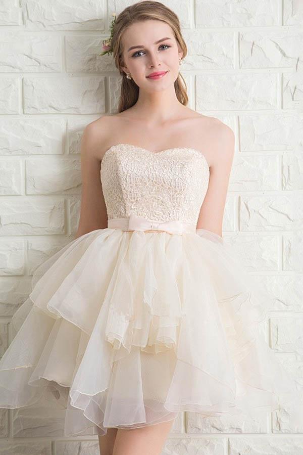 Sweetheart Tulle Lace Homecoming Dress Short Prom Dress