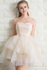 Sweetheart Tulle Lace Homecoming Dress Short Prom Dress