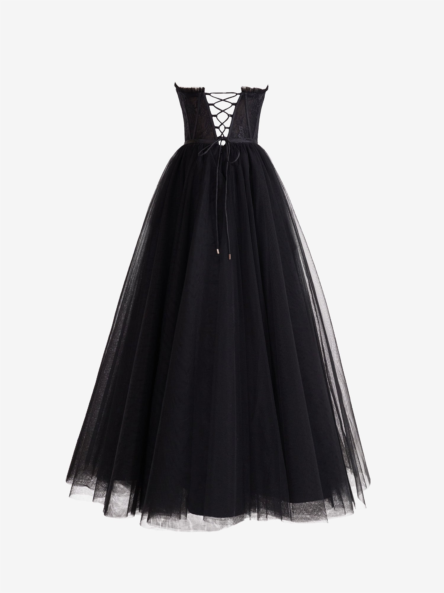 A Line Sweetheart Corset Tulle Prom Dress with Slit