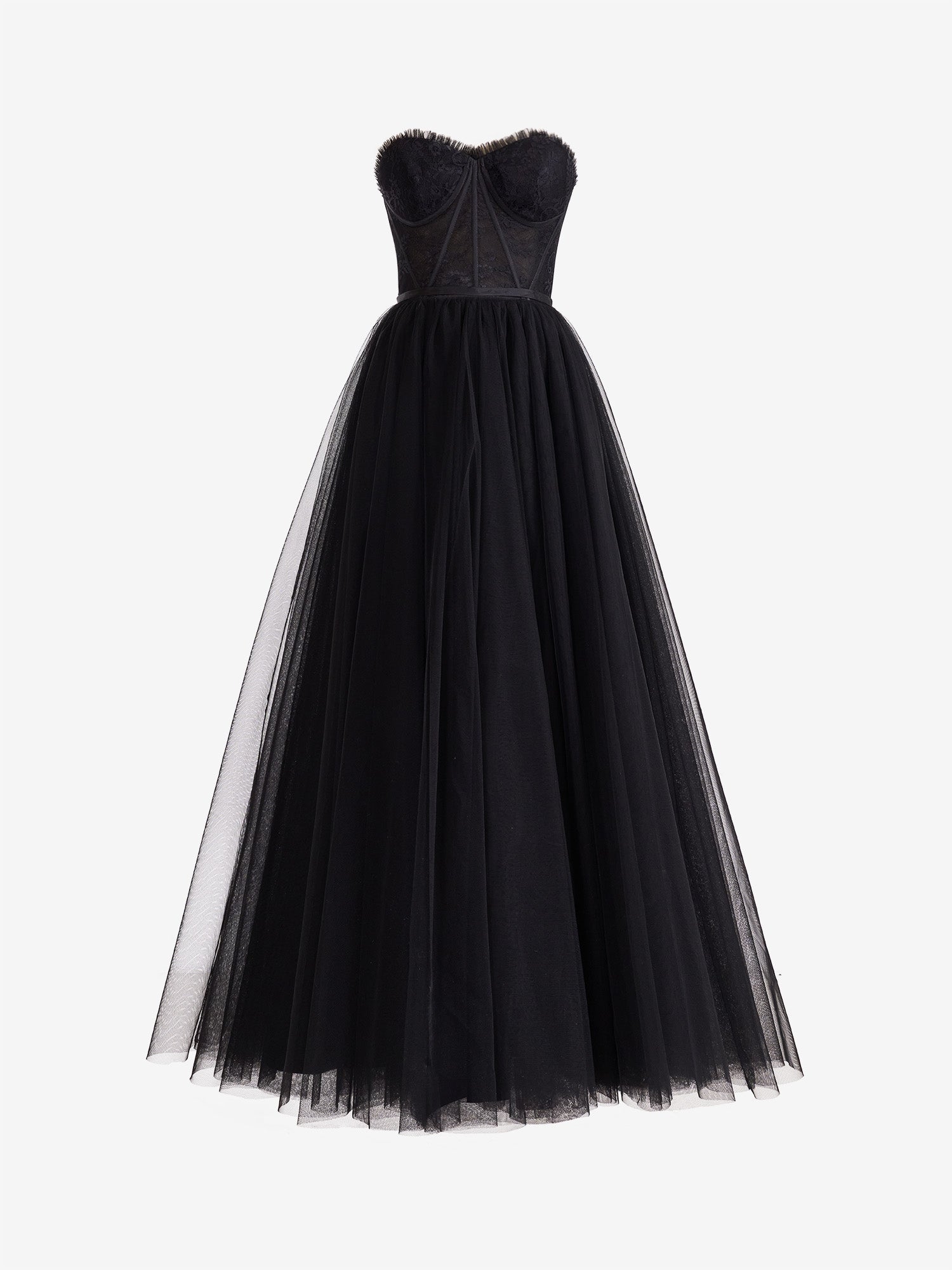 A Line Sweetheart Corset Tulle Prom Dress with Slit