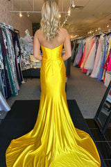 Red Strapless Bow Mermaid Sheath Long Prom Dress